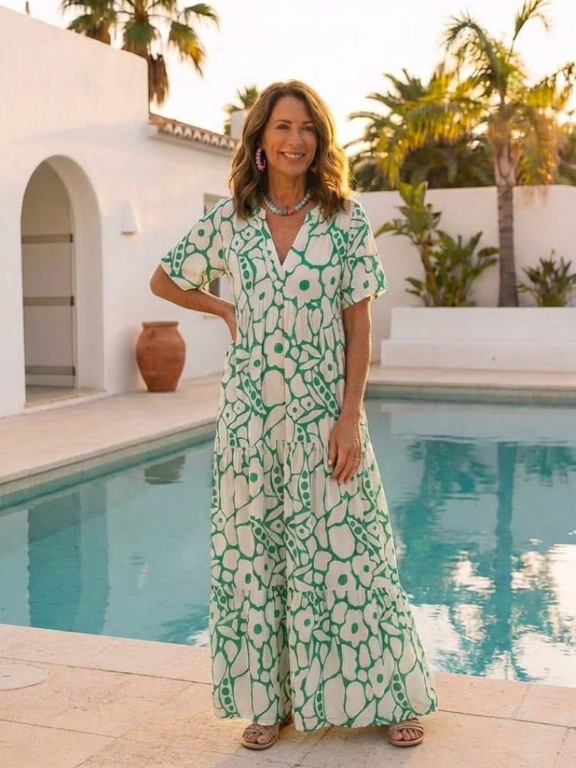 Zuleika | Short Sleeve V Neck Floral Midi Dress 4